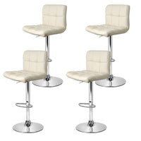 4x Bar Stools Leather Gas Lift Beige Furniture Kings Warehouse 