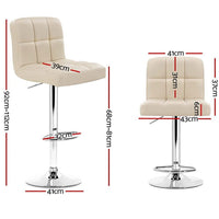 4x Bar Stools Leather Gas Lift Beige Furniture Kings Warehouse 