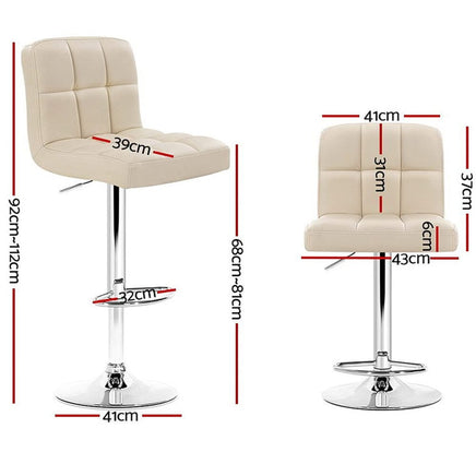 4x Bar Stools Leather Gas Lift Beige Furniture Kings Warehouse 