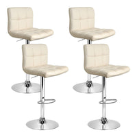 4x Bar Stools Leather Gas Lift Beige Furniture Kings Warehouse 