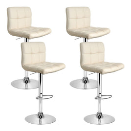 4x Bar Stools Leather Gas Lift Beige Furniture Kings Warehouse 
