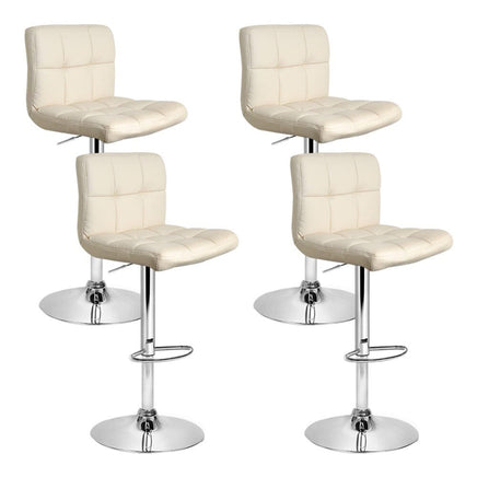 4x Bar Stools Leather Gas Lift Beige Furniture Kings Warehouse 