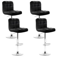 4x Bar Stools Leather Gas Lift Black Furniture Kings Warehouse 