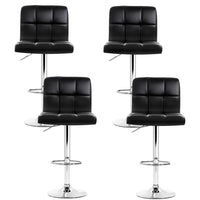 4x Bar Stools Leather Gas Lift Black Furniture Kings Warehouse 