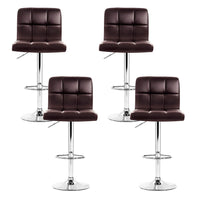 4x Bar Stools Leather Gas Lift Brown Furniture Kings Warehouse 