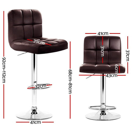 4x Bar Stools Leather Gas Lift Brown Furniture Kings Warehouse 