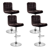 4x Bar Stools Leather Gas Lift Brown Furniture Kings Warehouse 