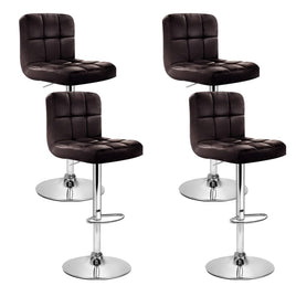 4x Bar Stools Leather Gas Lift Brown Furniture Kings Warehouse 