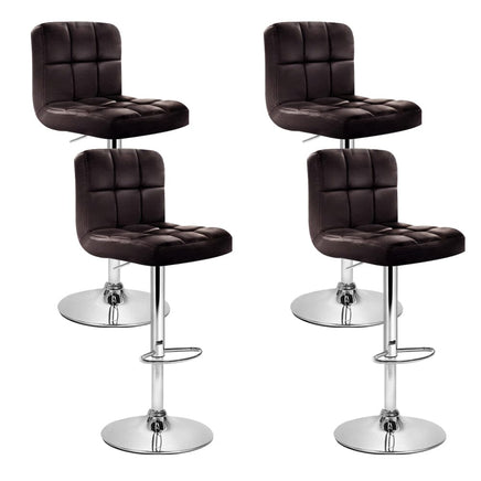 4x Bar Stools Leather Gas Lift Brown Furniture Kings Warehouse 