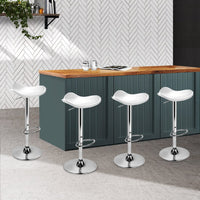 4x Bar Stools Leather Gas Lift Chair White Furniture Kings Warehouse 