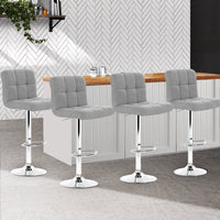 4x Bar Stools Leather Gas Lift Grey Furniture Kings Warehouse 