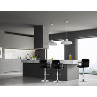 4x Bar Stools Leather Gas Lift w/Armrest Black Furniture Kings Warehouse 