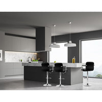 4x Bar Stools Leather Gas Lift w/Armrest Black Furniture Kings Warehouse 