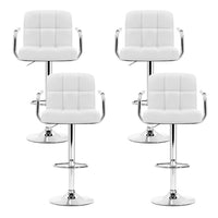 4x Bar Stools Leather Gas Lift w/Armrest White Furniture Kings Warehouse 