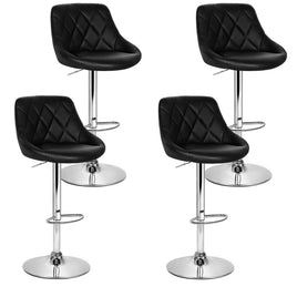 4x Bar Stools Leather Padded Gas Lift Black Furniture Kings Warehouse 