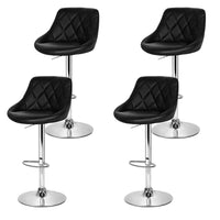 4x Bar Stools Leather Padded Gas Lift Black Furniture Kings Warehouse 