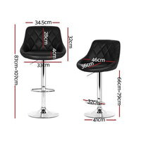 4x Bar Stools Leather Padded Gas Lift Black Furniture Kings Warehouse 