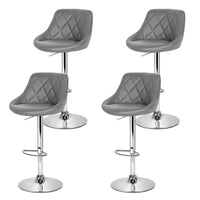 4x Bar Stools Leather Padded Gas Lift Grey Furniture Kings Warehouse 