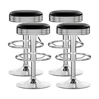 4x Bar Stools Leather Padded Gas Lift Silver Furniture Kings Warehouse 