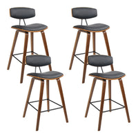 4x Bar Stools Leather Padded w/Backrest