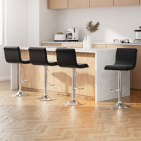 4x Bar Stools Padded Leather Gas Lift Black Furniture Kings Warehouse 