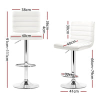 4x Bar Stools Padded Leather Gas Lift White Furniture Kings Warehouse 