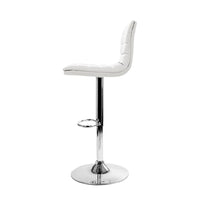 4x Bar Stools Padded Leather Gas Lift White Furniture Kings Warehouse 