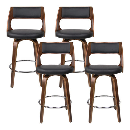 4x Bar Stools Swivel Leather Chair 76cm Furniture Kings Warehouse 