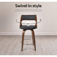 4x Bar Stools Swivel Leather Chair 76cm Furniture Kings Warehouse 