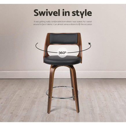 4x Bar Stools Swivel Leather Chair 76cm Furniture Kings Warehouse 