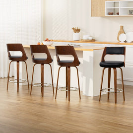 4x Bar Stools Swivel Leather Chair 76cm Furniture Kings Warehouse 
