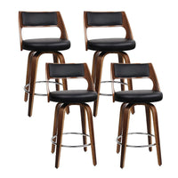 4x Bar Stools Swivel Leather Chair 76cm Furniture Kings Warehouse 