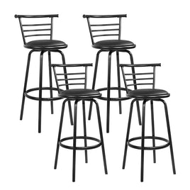 4x Bar Stools Swivel Leather Padded Metal Furniture Kings Warehouse 