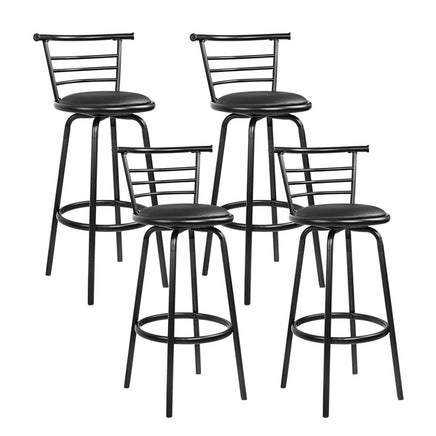 4x Bar Stools Swivel Leather Padded Metal Furniture Kings Warehouse 