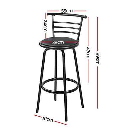 4x Bar Stools Swivel Leather Padded Metal Furniture Kings Warehouse 