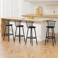 4x Bar Stools Swivel Leather Padded Metal Furniture Kings Warehouse 