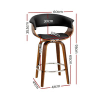 4x Bar Stools Swivel PU Seat Wooden Furniture Kings Warehouse 