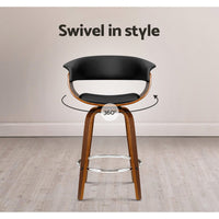 4x Bar Stools Swivel PU Seat Wooden Furniture Kings Warehouse 