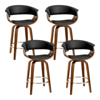 4x Bar Stools Swivel PU Seat Wooden Furniture Kings Warehouse 
