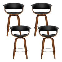 4x Bar Stools Swivel PU Seat Wooden Furniture Kings Warehouse 