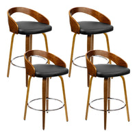 4x Bar Stools Swivel Seat Curving Backrest Furniture Kings Warehouse 