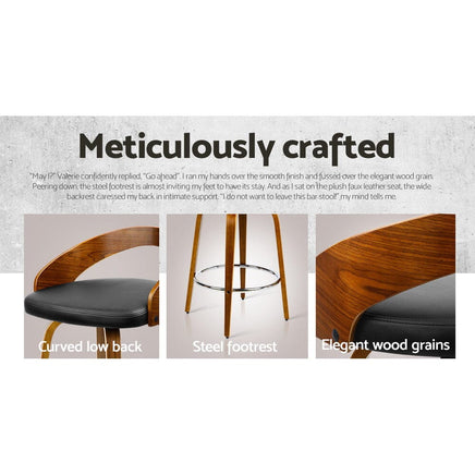 4x Bar Stools Swivel Seat Curving Backrest Furniture Kings Warehouse 