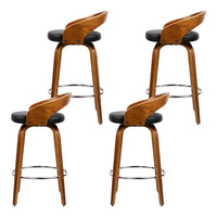 4x Bar Stools Swivel Seat Curving Backrest Furniture Kings Warehouse 