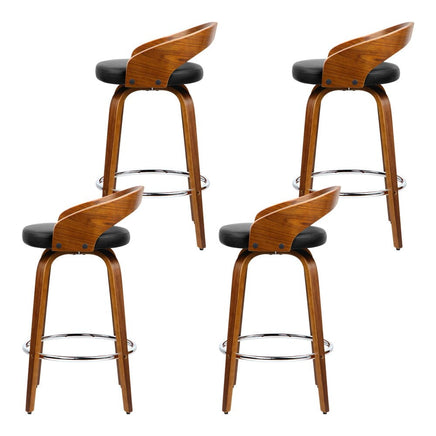 4x Bar Stools Swivel Seat Curving Backrest Furniture Kings Warehouse 
