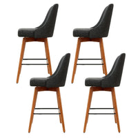 4x Bar Stools Swivel Seat Wooden Charcoal Furniture Kings Warehouse 