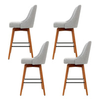 4x Bar Stools Swivel Seat Wooden Grey Furniture Kings Warehouse 