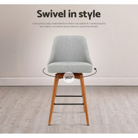 4x Bar Stools Swivel Seat Wooden Grey Furniture Kings Warehouse 