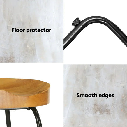 4x Bar Stools Tractor Seat 65cm Wooden Furniture Kings Warehouse 