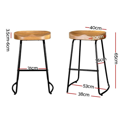 4x Bar Stools Tractor Seat 65cm Wooden Furniture Kings Warehouse 
