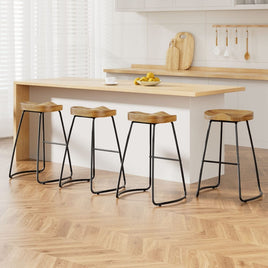 4x Bar Stools Tractor Seat 65cm Wooden Furniture Kings Warehouse 